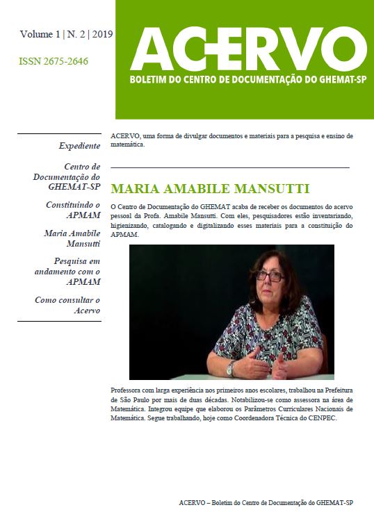 					Afficher Vol. 1 No 2 (2019): Acervo Maria Amabile Mansutti
				