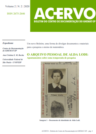 					Visualizar v. 2 n. 2 (2020): O arquivo pessoal de Alda Lodi: apontamento sobre uma temporada de pesquisa
				